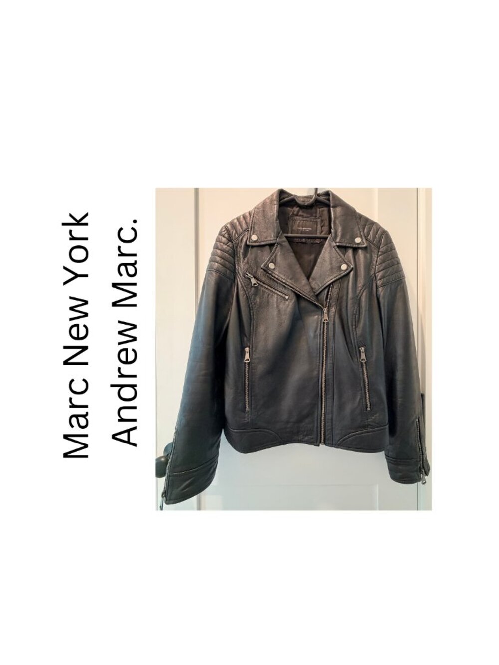 Marc New York Andrew Marc. Genuine lambskin biker jacket. - XL